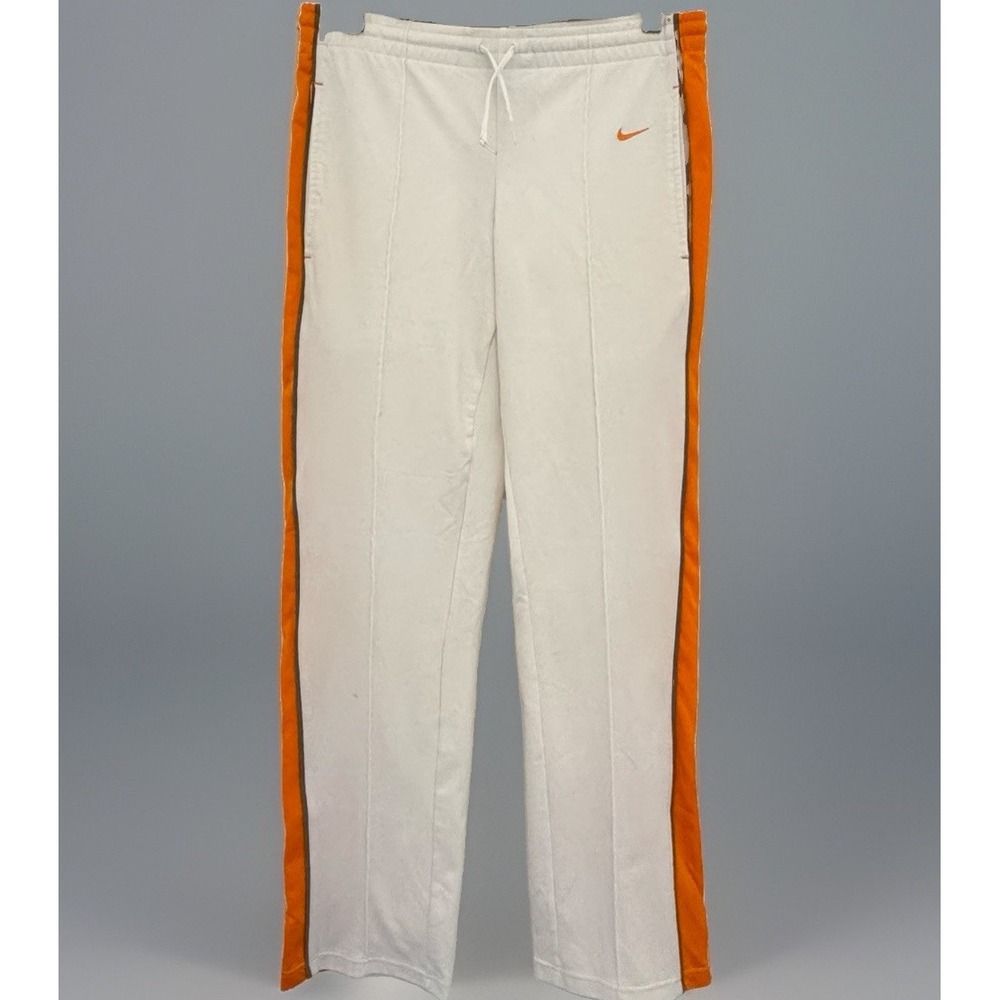 NIKE Pants Women S White/Orange Side Stripe Y2K Vtg Wide Leg Retro 90 Bella Swan